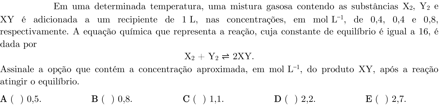 Questão 56 no caderno 1ª fase do ITA 2023