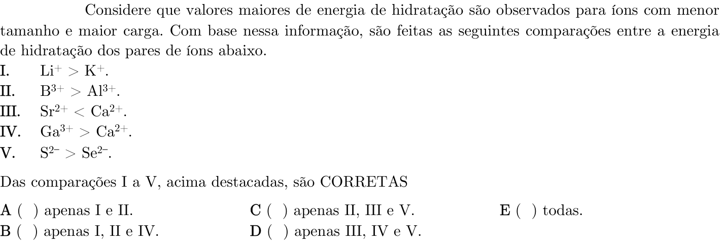 Questão 57 no caderno 1ª fase do ITA 2023
