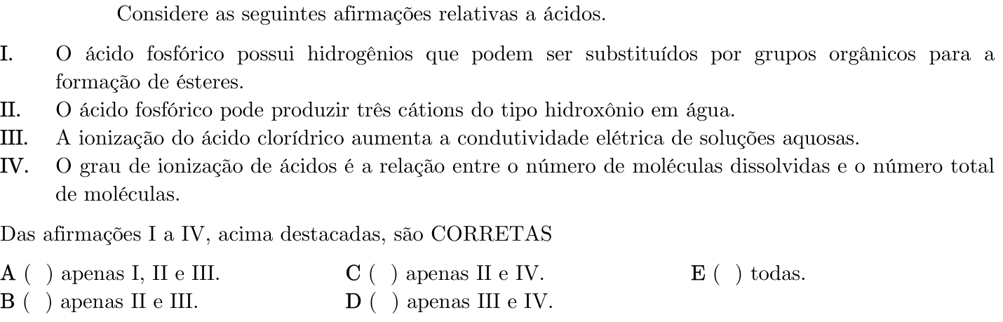 Questão 59 no caderno 1ª fase do ITA 2023