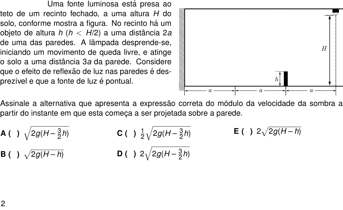 Questão 2 no caderno 1ª fase do ITA 2024
