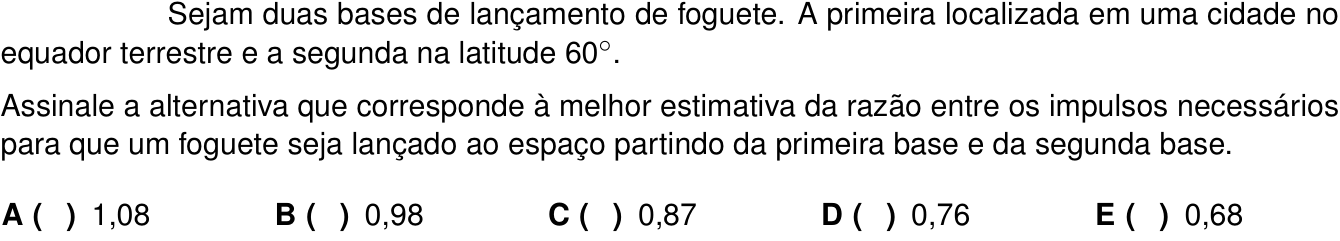 Questão 4 no caderno 1ª fase do ITA 2024