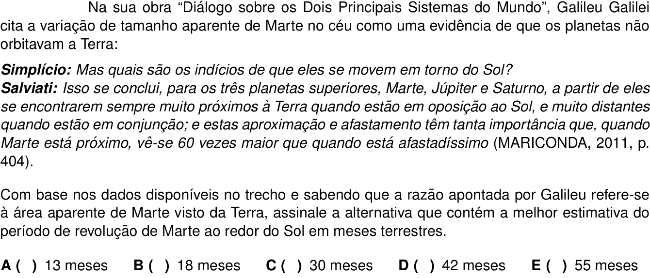 Questão 5 no caderno 1ª fase do ITA 2024