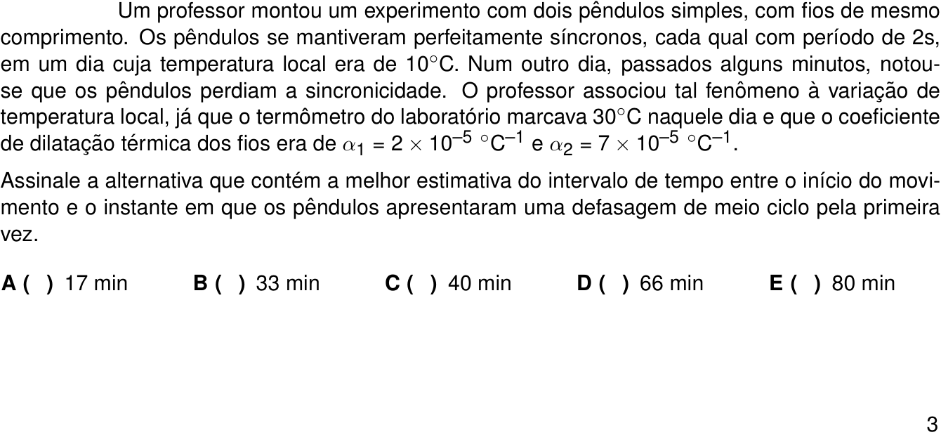 Questão 6 no caderno 1ª fase do ITA 2024