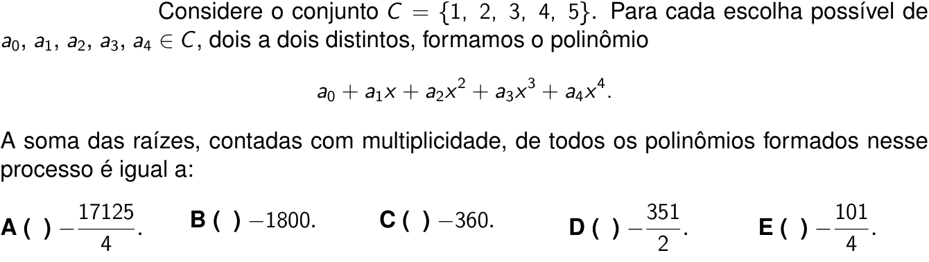 Questão 41 no caderno 1ª fase do ITA 2024