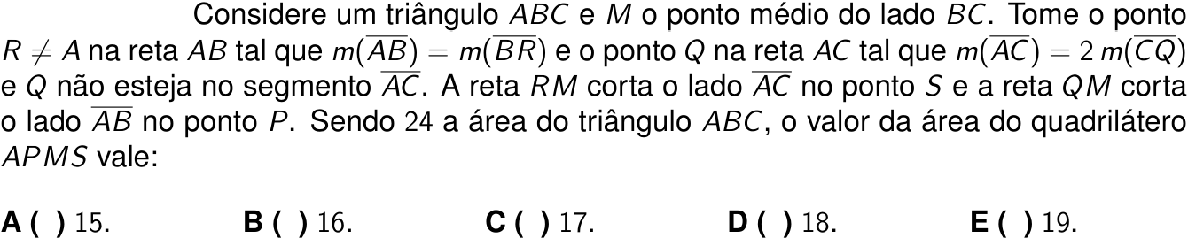 Questão 45 no caderno 1ª fase do ITA 2024