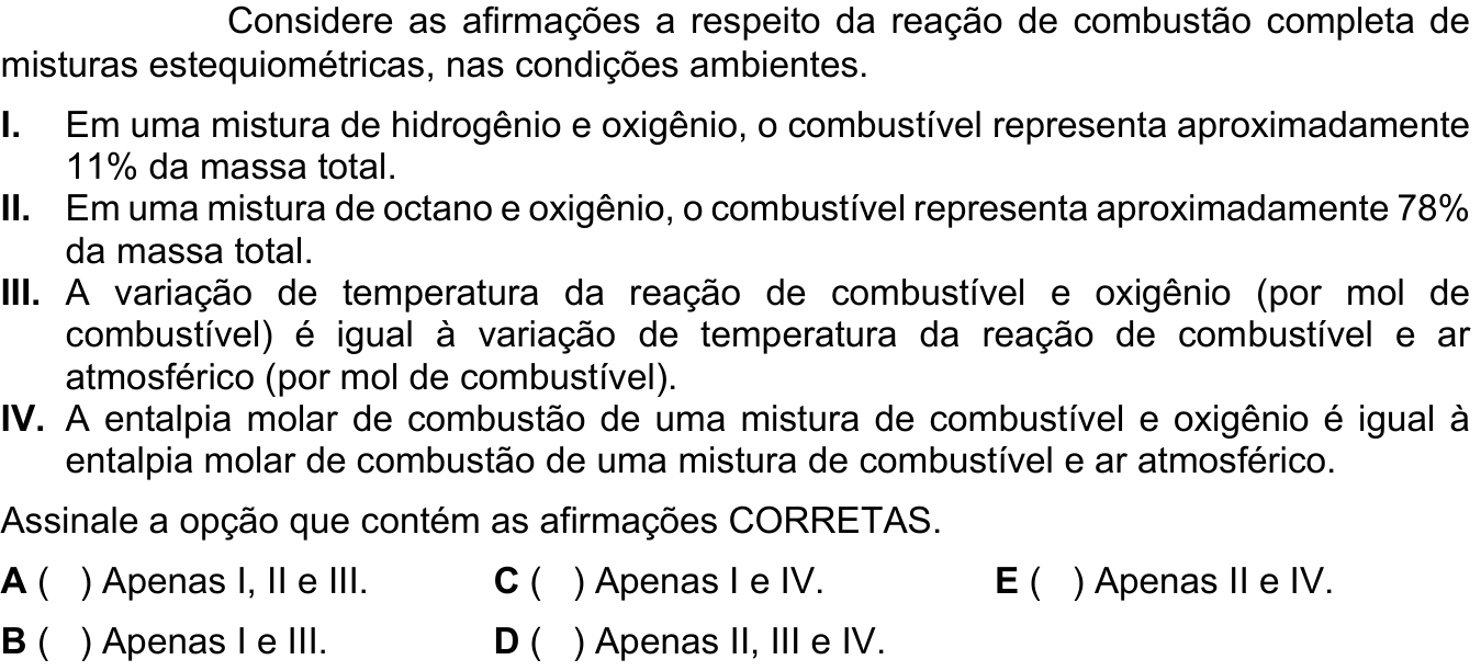 Questão 49 no caderno 1ª fase do ITA 2024
