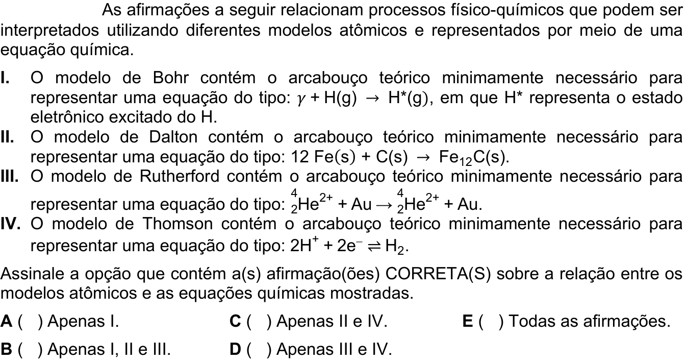 Questão 52 no caderno 1ª fase do ITA 2024
