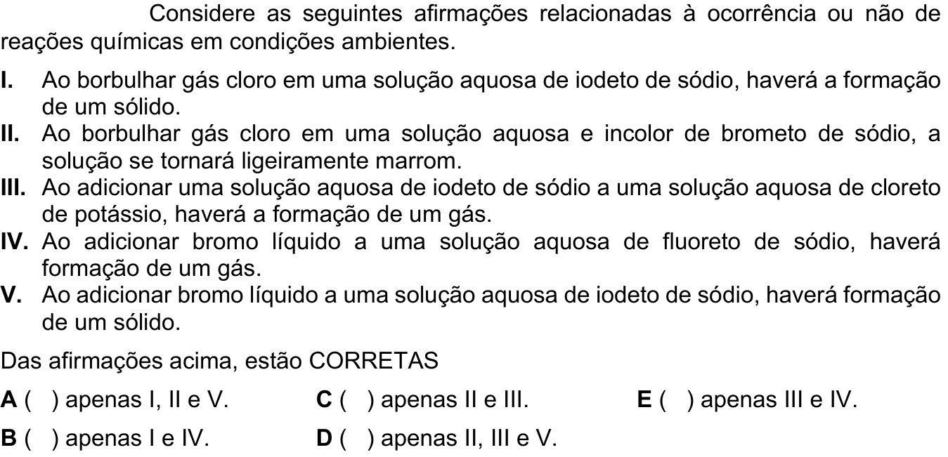 Questão 55 no caderno 1ª fase do ITA 2024