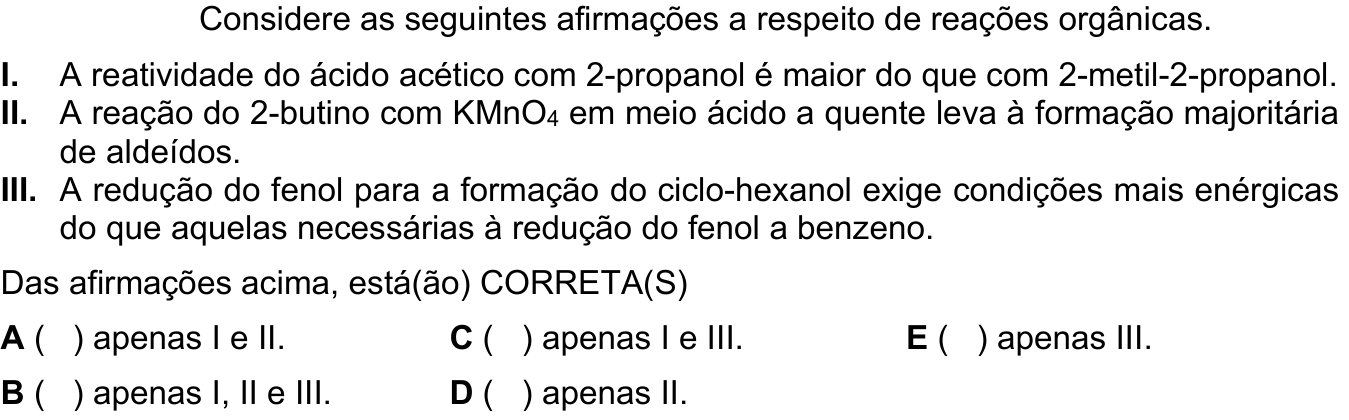 Questão 57 no caderno 1ª fase do ITA 2024