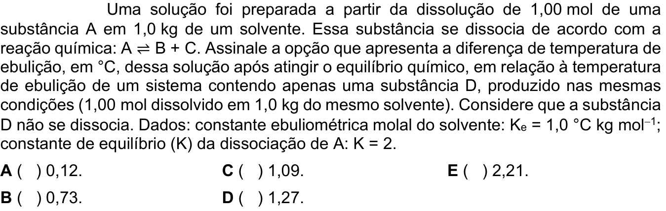 Questão 58 no caderno 1ª fase do ITA 2024