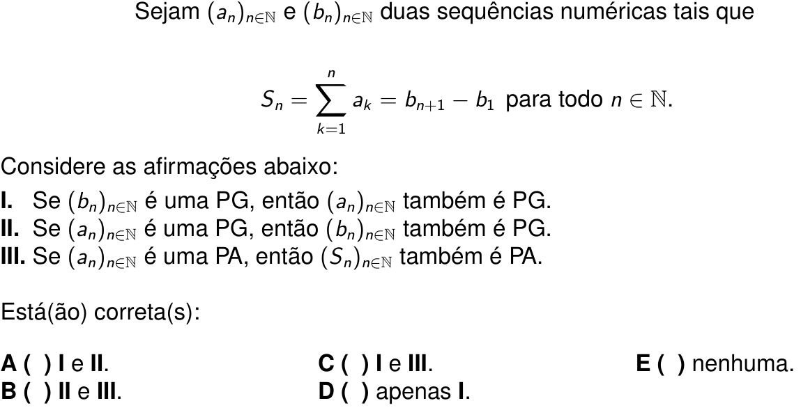 Questão 5 no caderno 1ª fase do ITA 2025