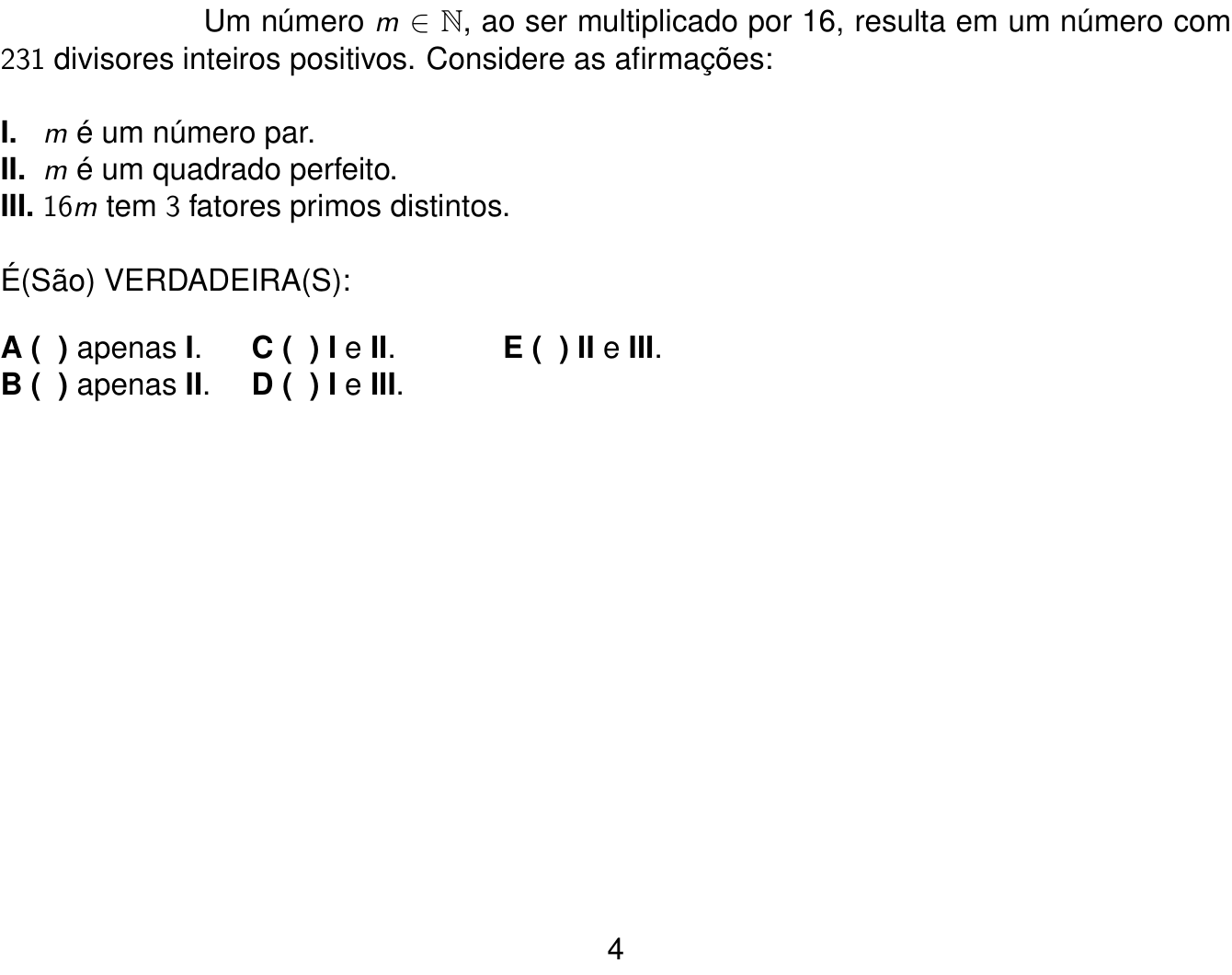 Questão 12 no caderno 1ª fase do ITA 2025