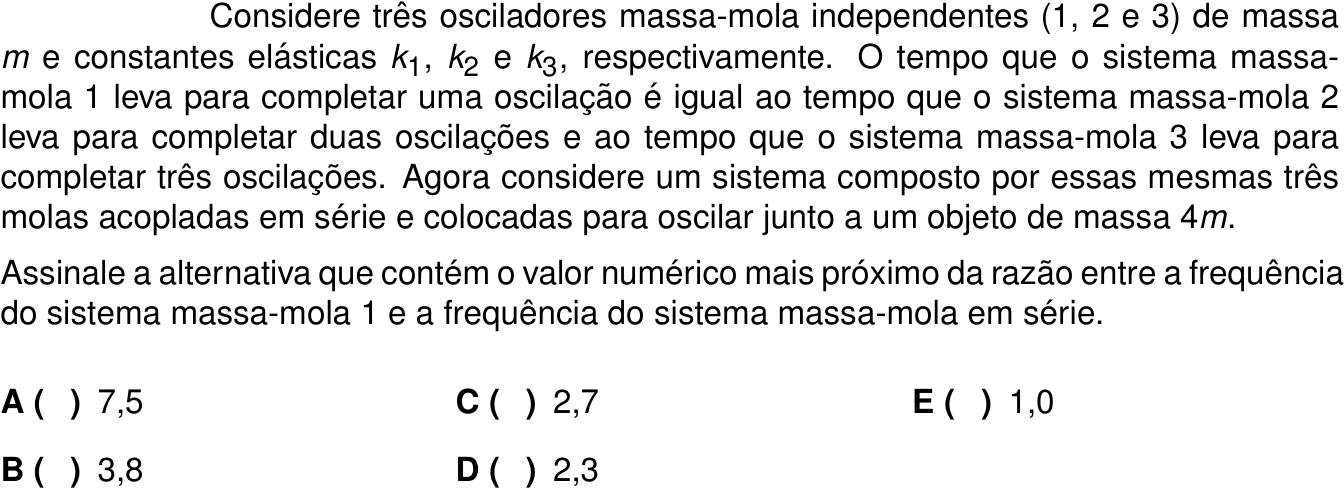 Questão 16 no caderno 1ª fase do ITA 2025