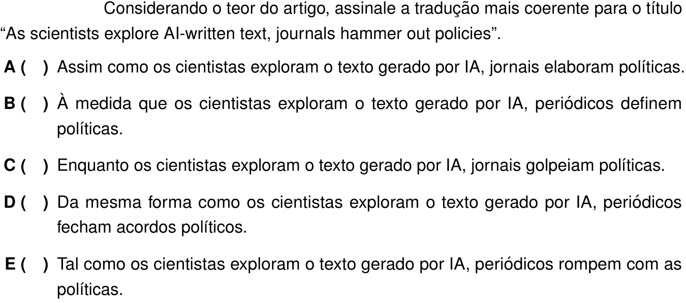 Questão 46 no caderno 1ª fase do ITA 2025