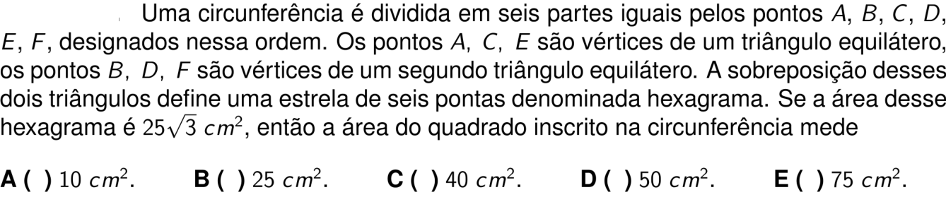 Questão 5 no caderno 1ª fase do ITA 2026