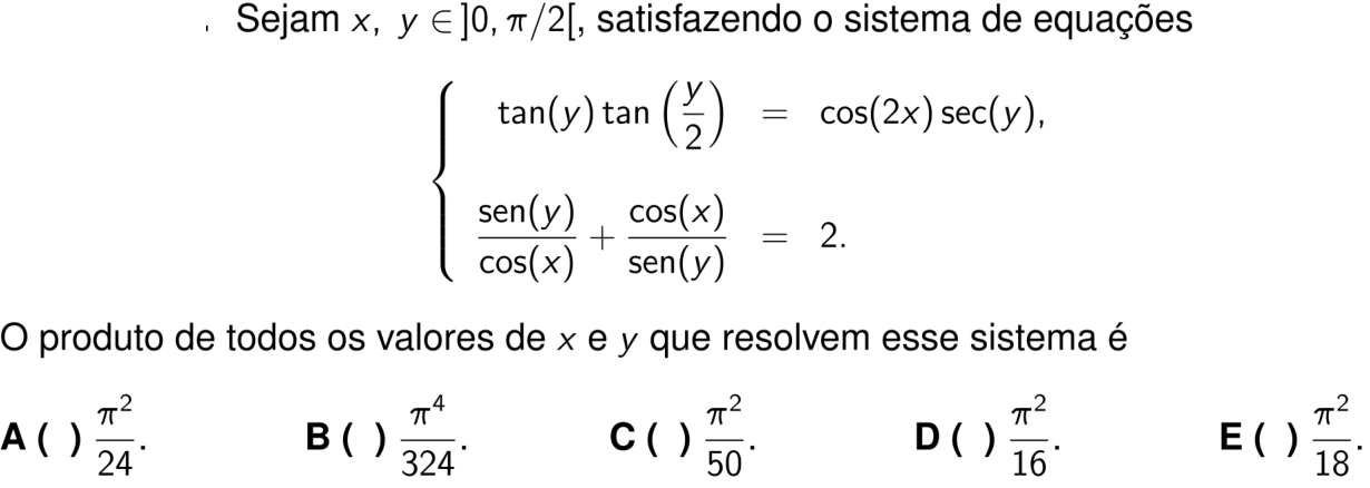 Questão 10 no caderno 1ª fase do ITA 2026