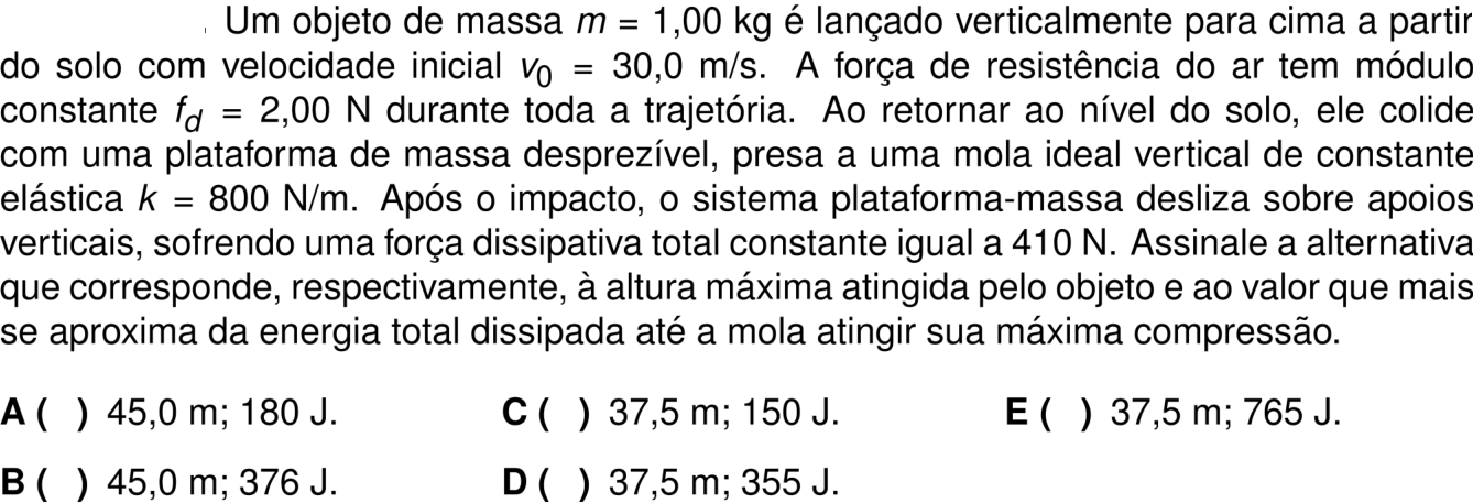 Questão 15 no caderno 1ª fase do ITA 2026