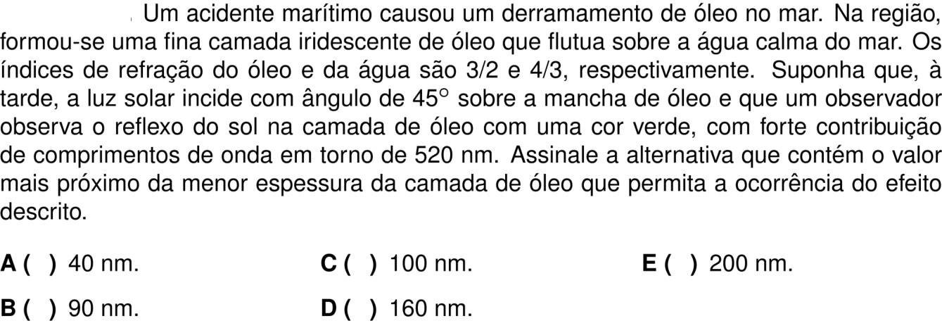 Questão 20 no caderno 1ª fase do ITA 2026