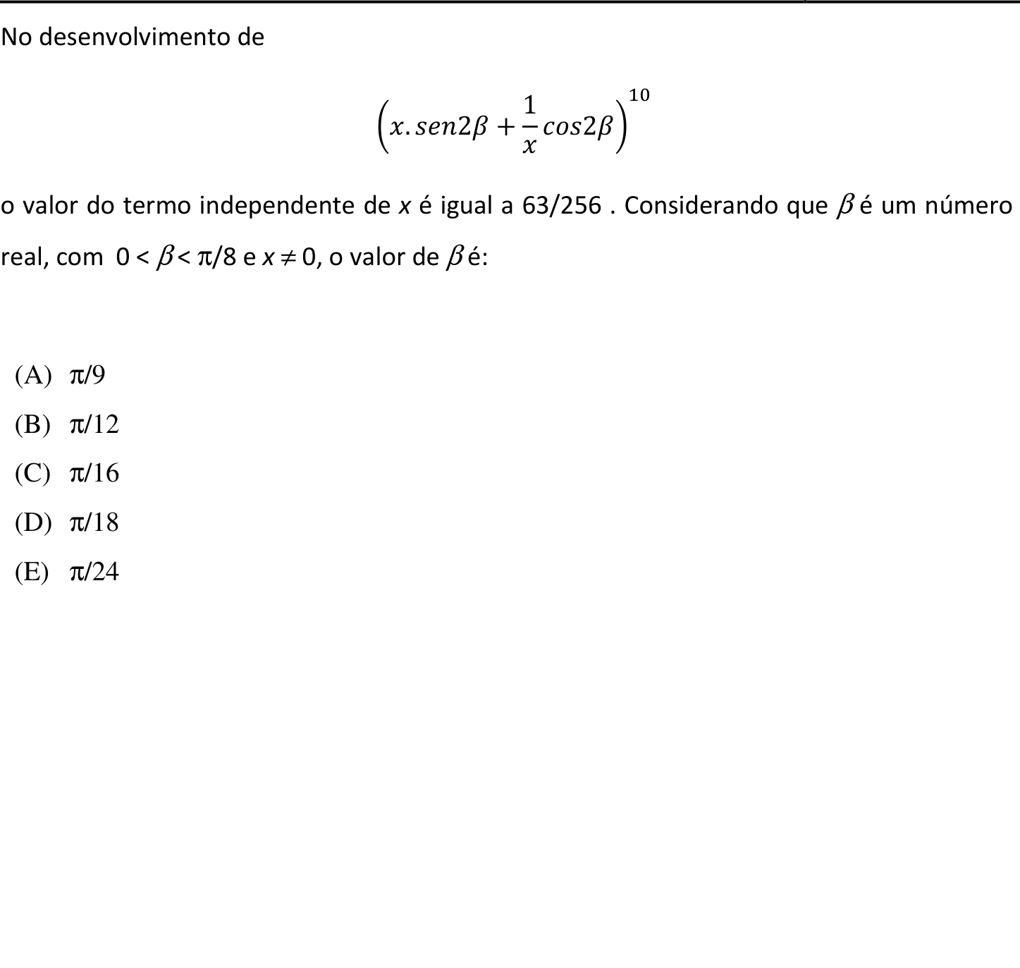 Questão 4 no caderno Prova objetiva do IME 2017