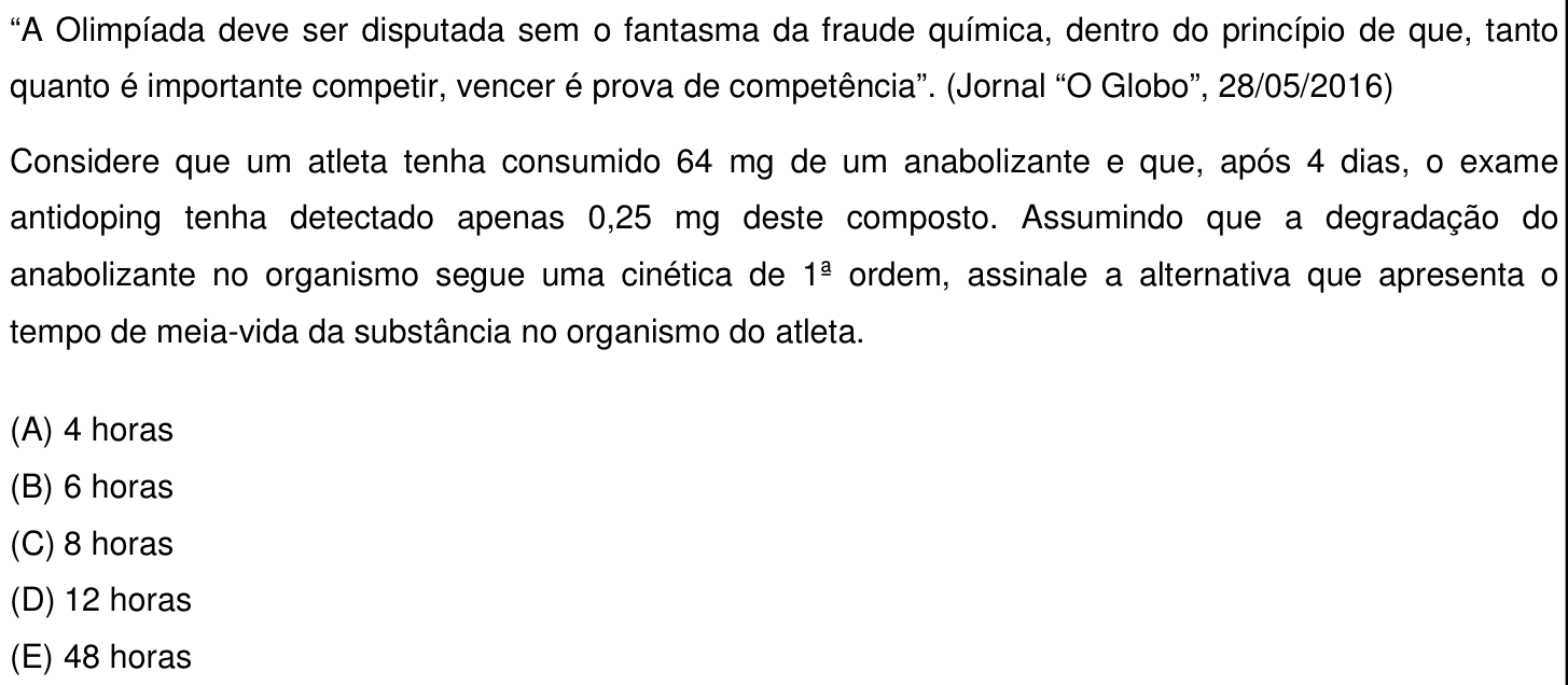 Questão 38 no caderno Prova objetiva do IME 2017