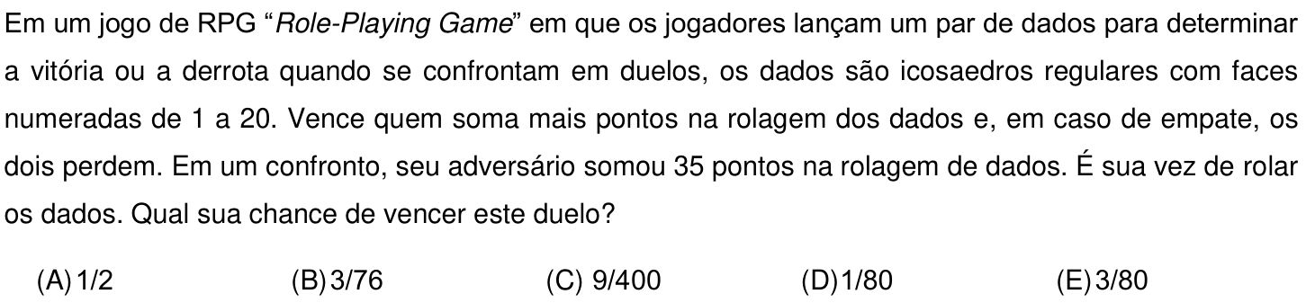 Questão 8 no caderno Prova objetiva do IME 2019