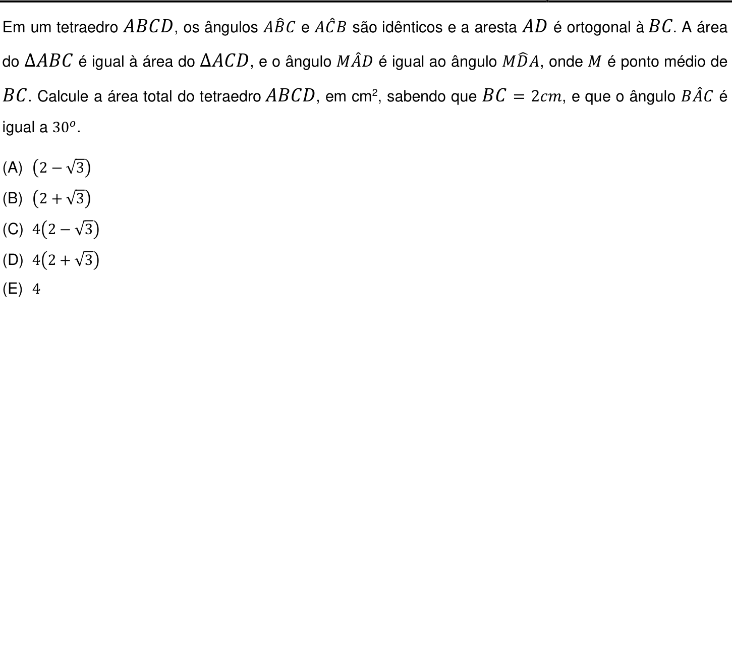 Questão 15 no caderno Prova objetiva do IME 2019