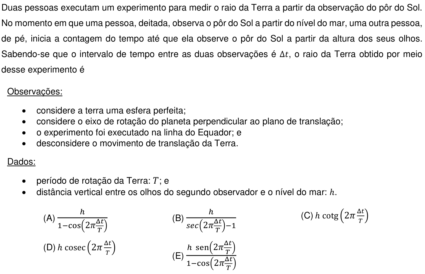 Questão 27 no caderno Prova objetiva do IME 2019