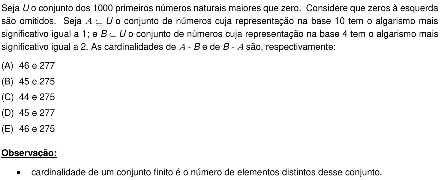 Questão 1 no caderno Prova objetiva do IME 2020