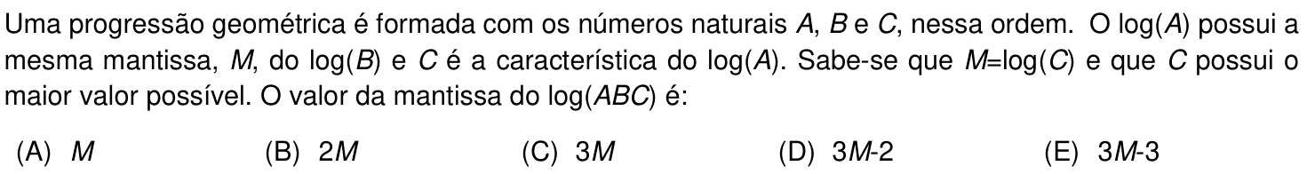 Questão 8 no caderno Prova objetiva do IME 2020