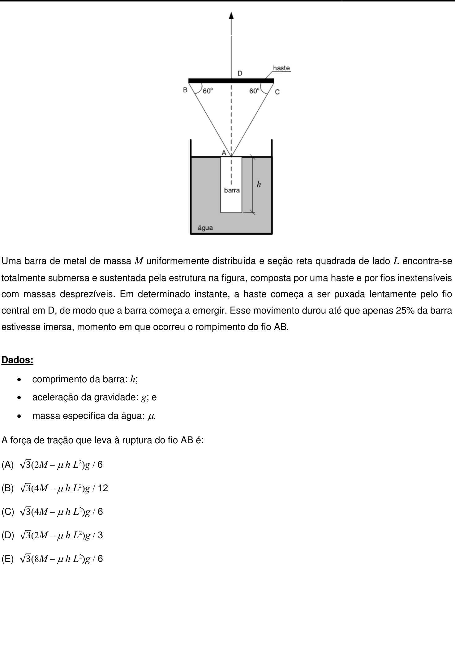 Questão 20 no caderno Prova objetiva do IME 2020
