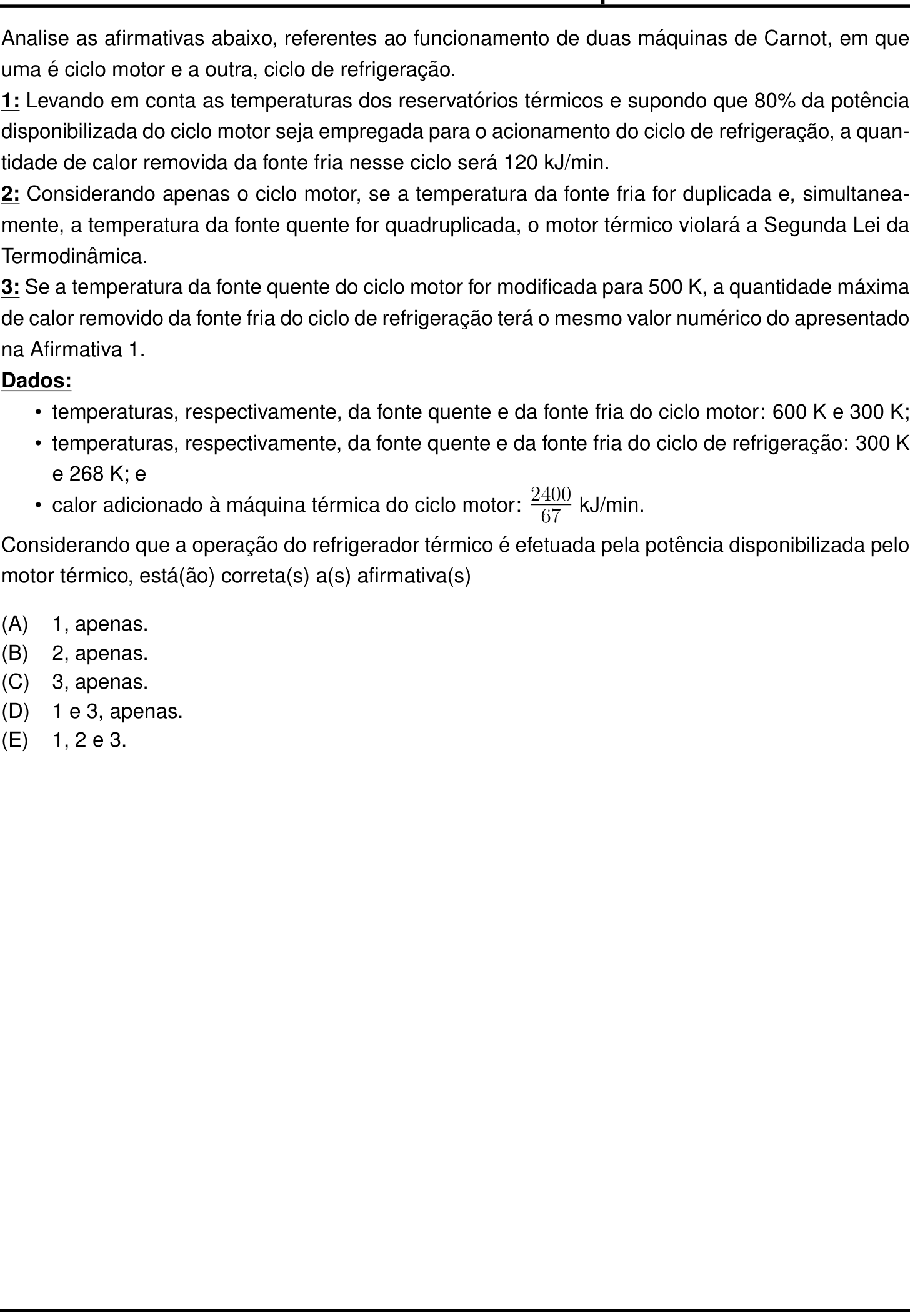 Questão 20 no caderno Prova objetiva do IME 2021