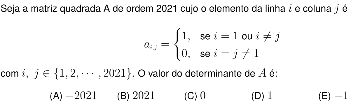Questão 11 no caderno Prova objetiva do IME 2022