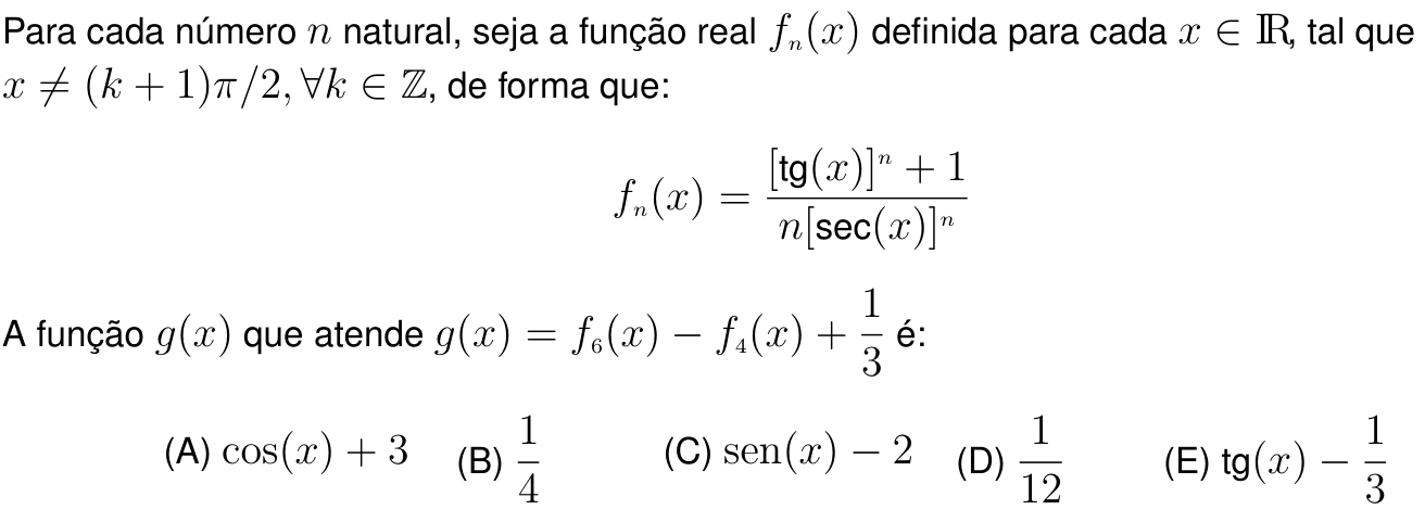 Questão 12 no caderno Prova objetiva do IME 2022