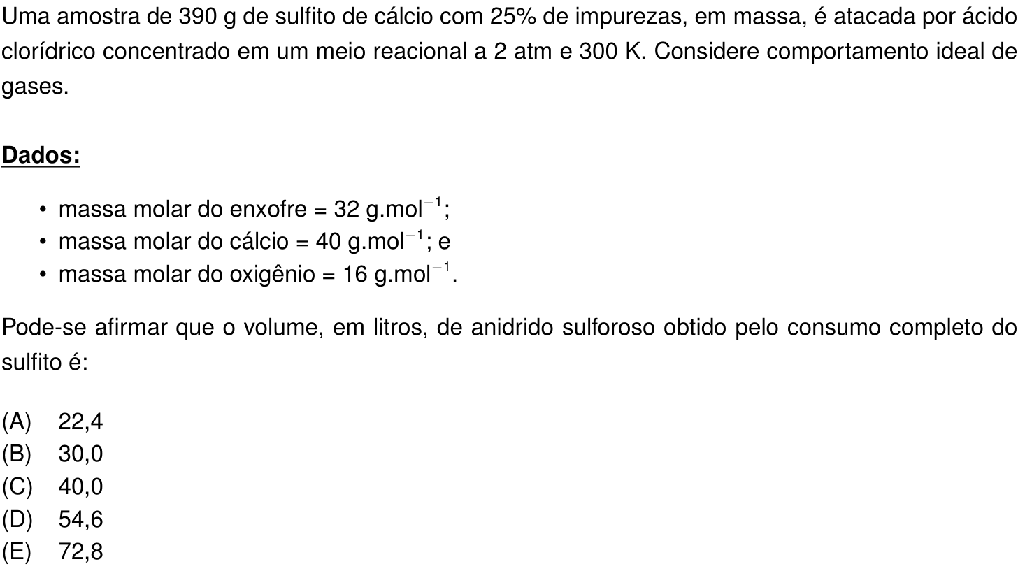 Questão 39 no caderno Prova objetiva do IME 2022
