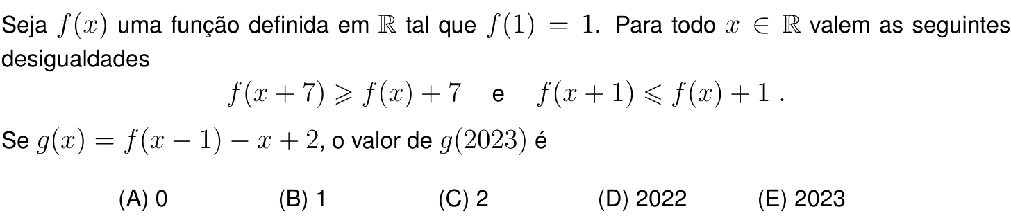 Questão 2 no caderno Prova objetiva do IME 2023