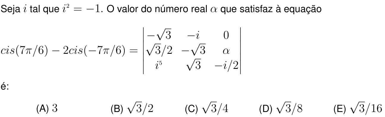 Questão 3 no caderno Prova objetiva do IME 2024