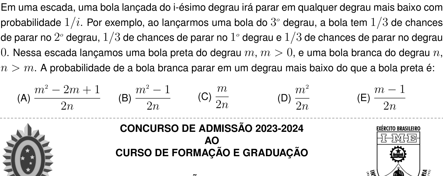 Questão 15 no caderno Prova objetiva do IME 2024