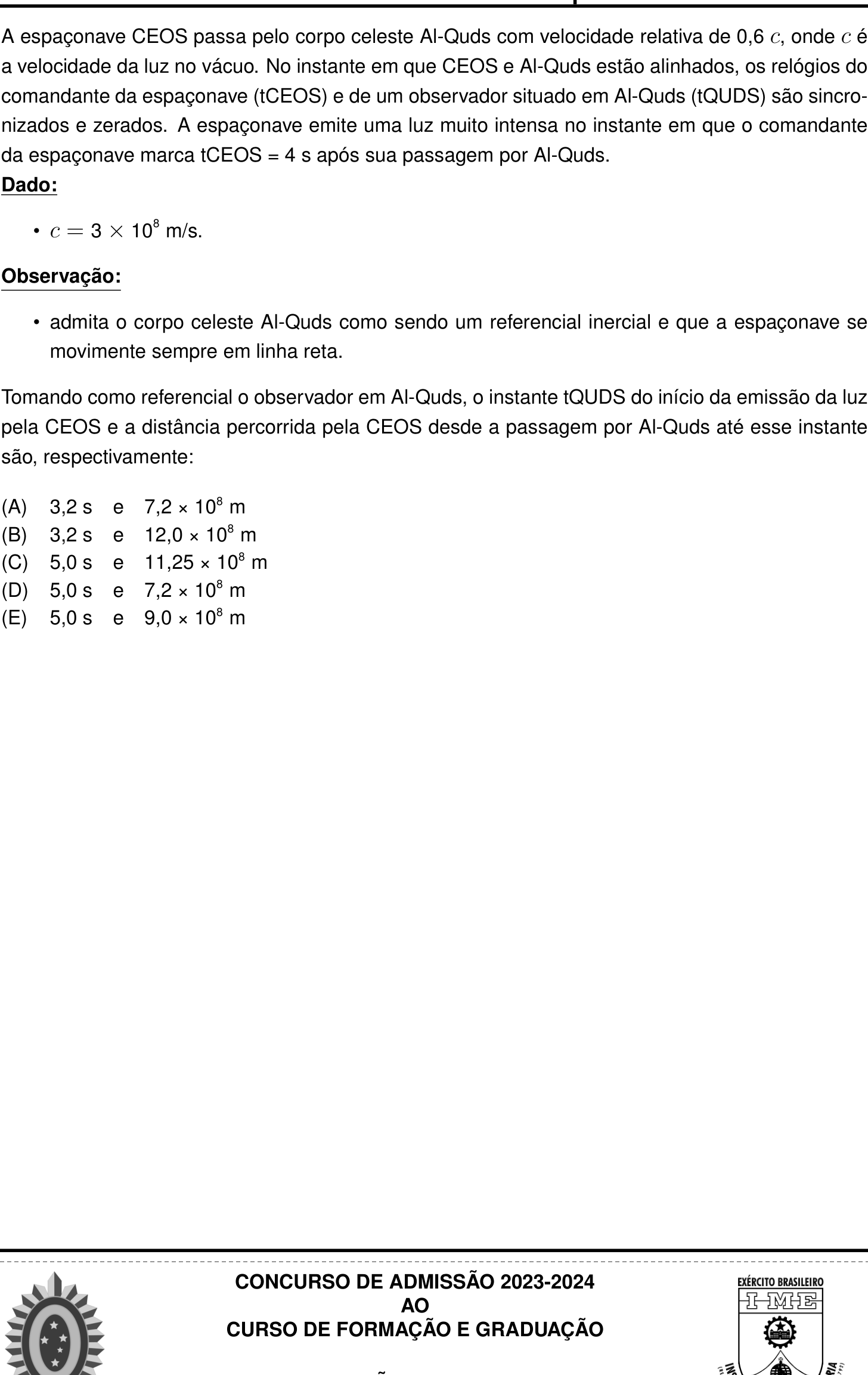 Questão 30 no caderno Prova objetiva do IME 2024
