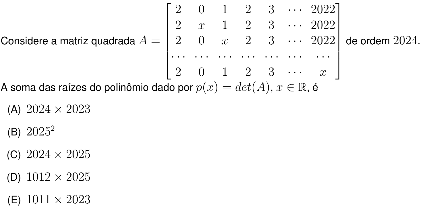 Questão 6 no caderno Prova objetiva do IME 2025