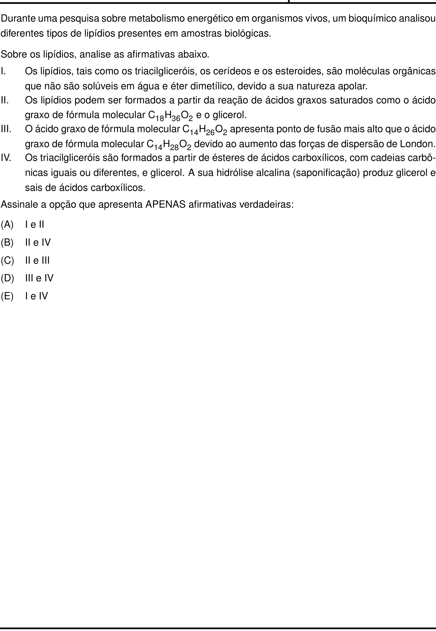 Questão 40 no caderno Prova objetiva do IME 2026