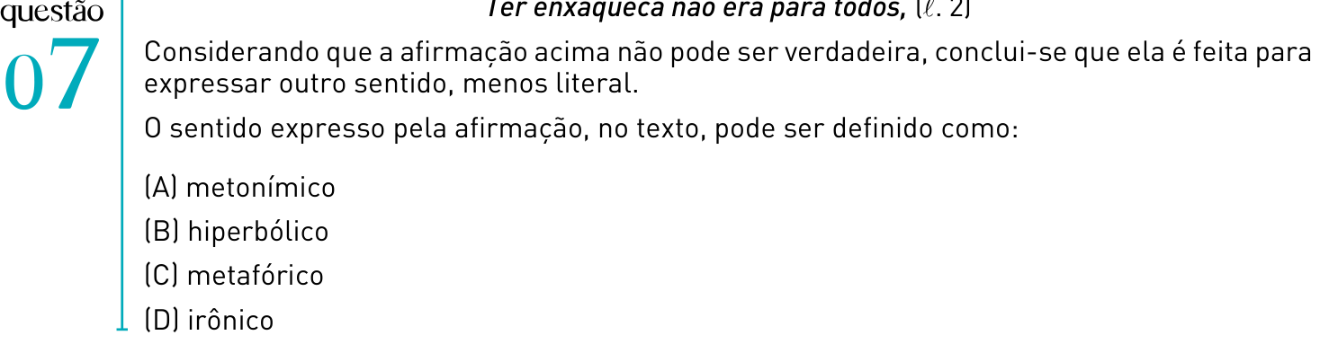 Questão 7 no caderno 1º Exame de Qualificação da UERJ 2012