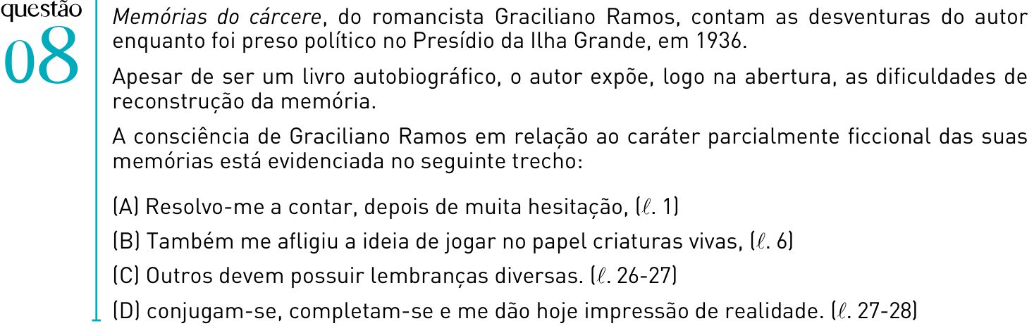 Questão 8 no caderno 1º Exame de Qualificação da UERJ 2012