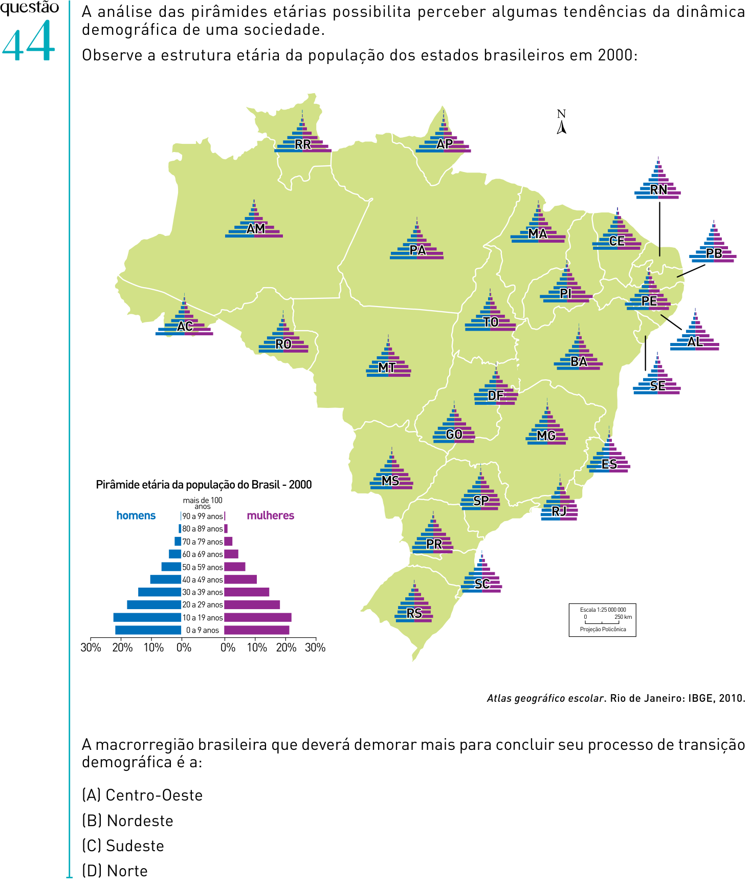 Questão 44 no caderno 1º Exame de Qualificação da UERJ 2012