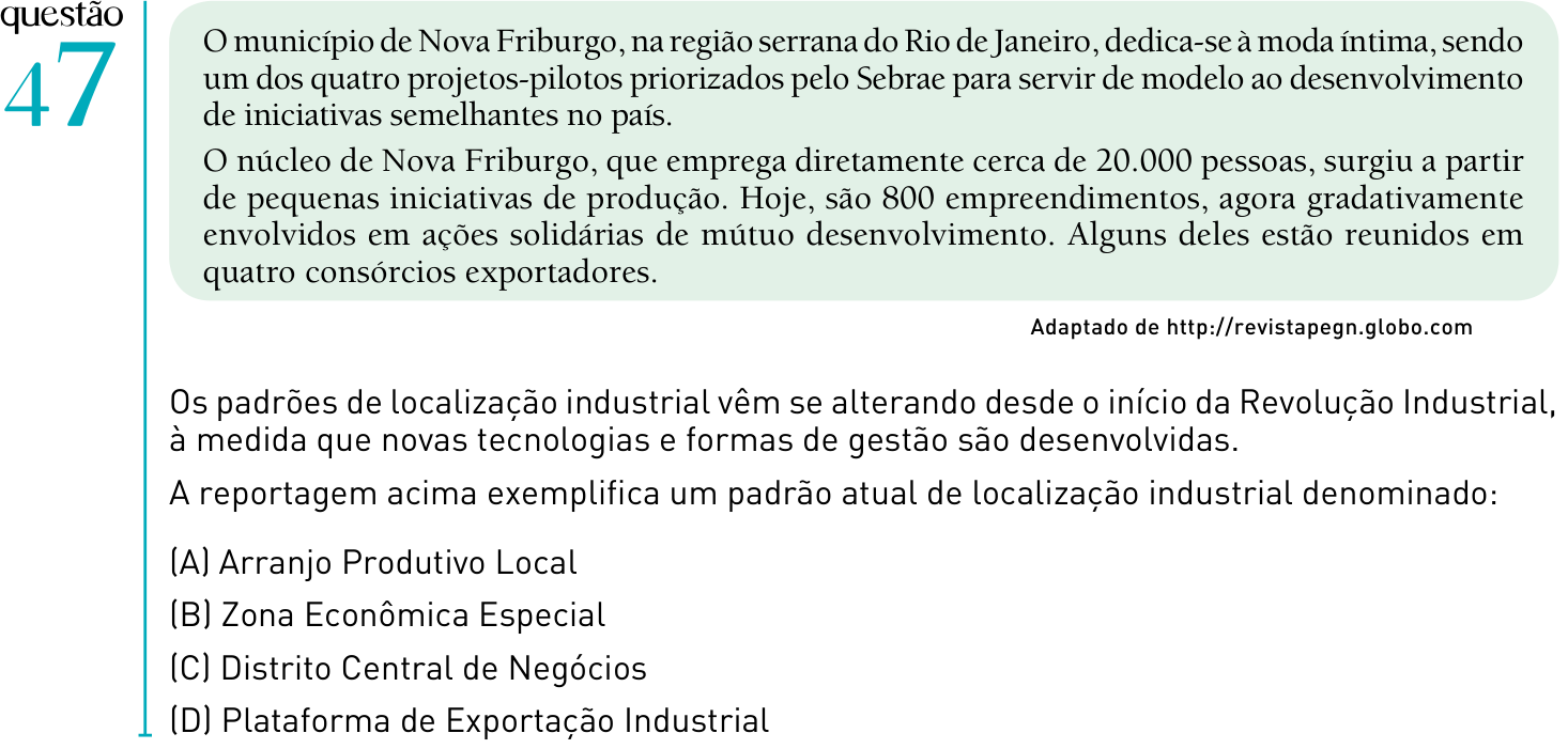 Questão 47 no caderno 1º Exame de Qualificação da UERJ 2012