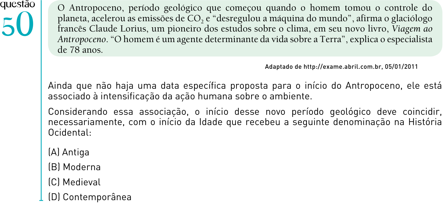 Questão 50 no caderno 1º Exame de Qualificação da UERJ 2012