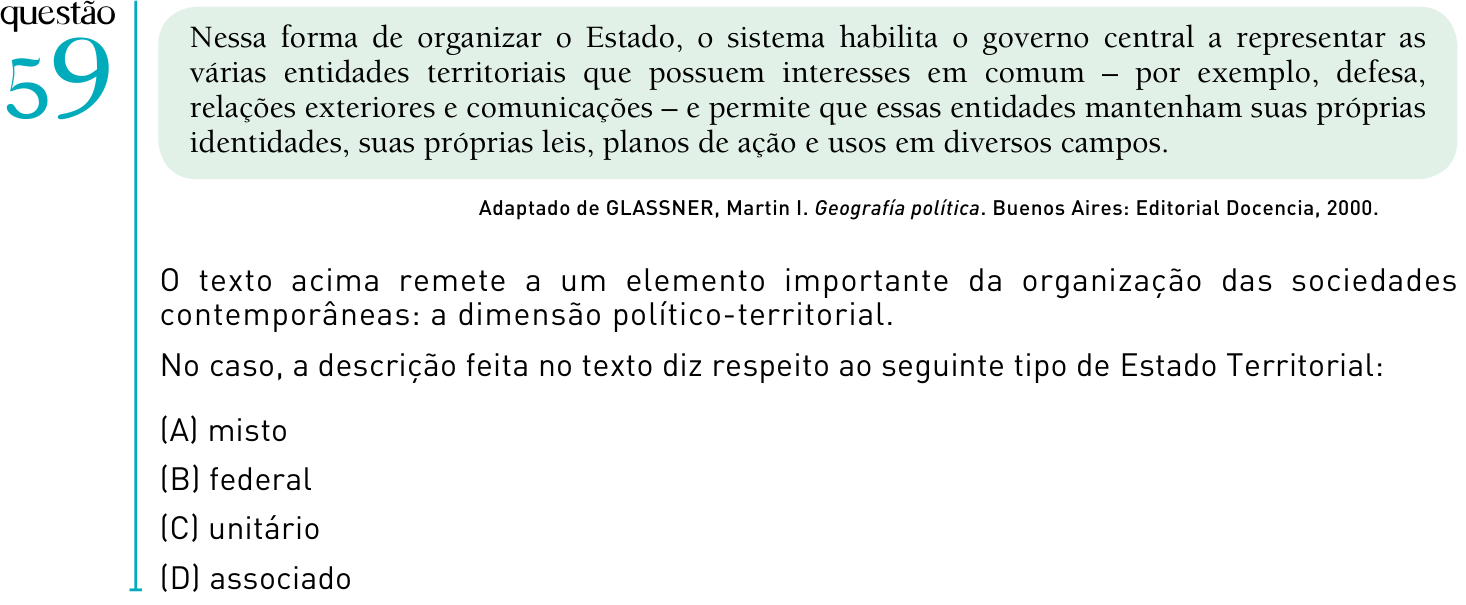 Questão 59 no caderno 1º Exame de Qualificação da UERJ 2012