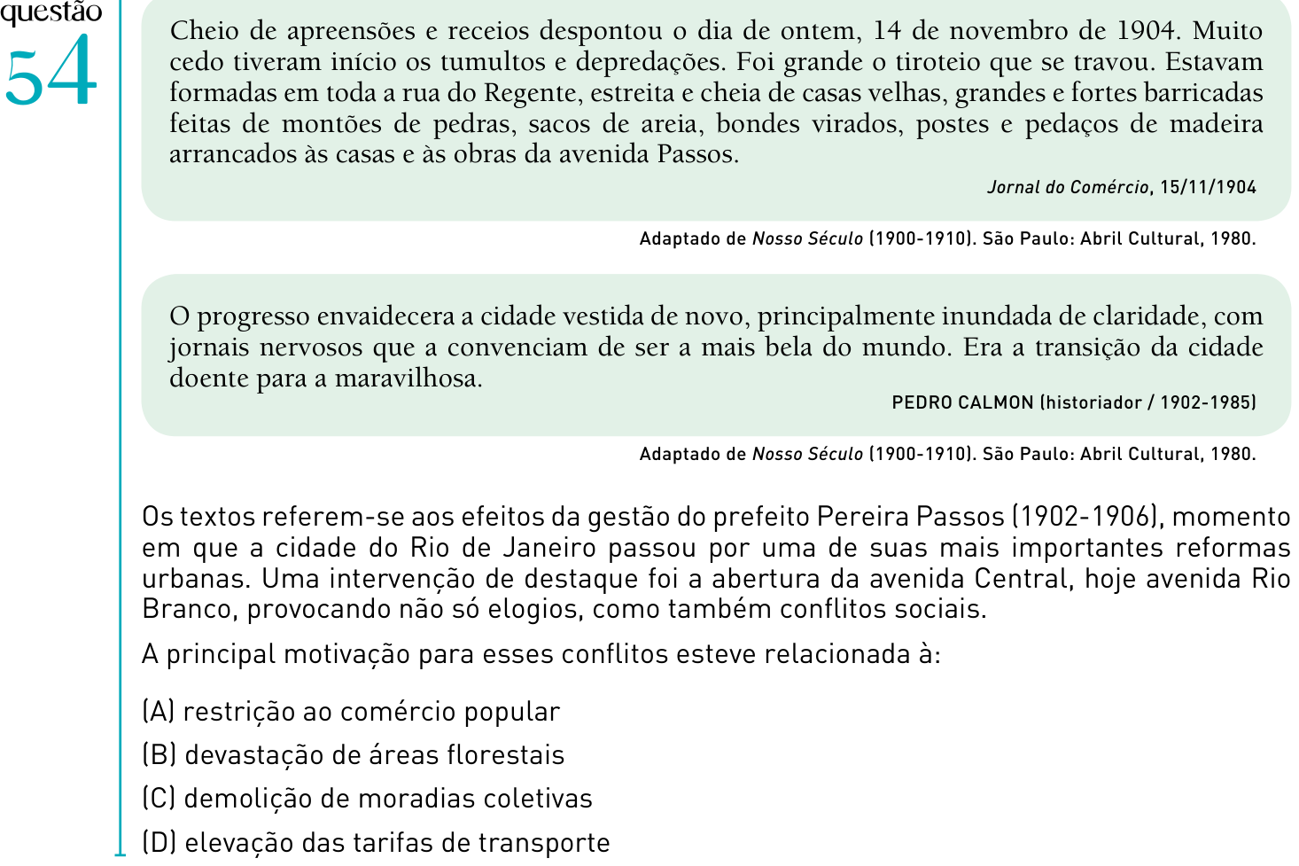Questão 54 no caderno 2º Exame de Qualificação da UERJ 2012