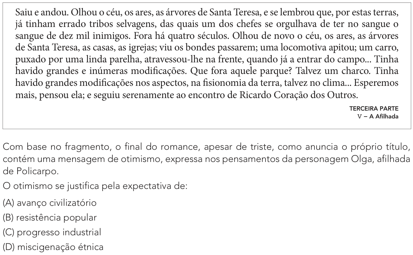 Questão 11 no caderno Exame Único da UERJ 2021