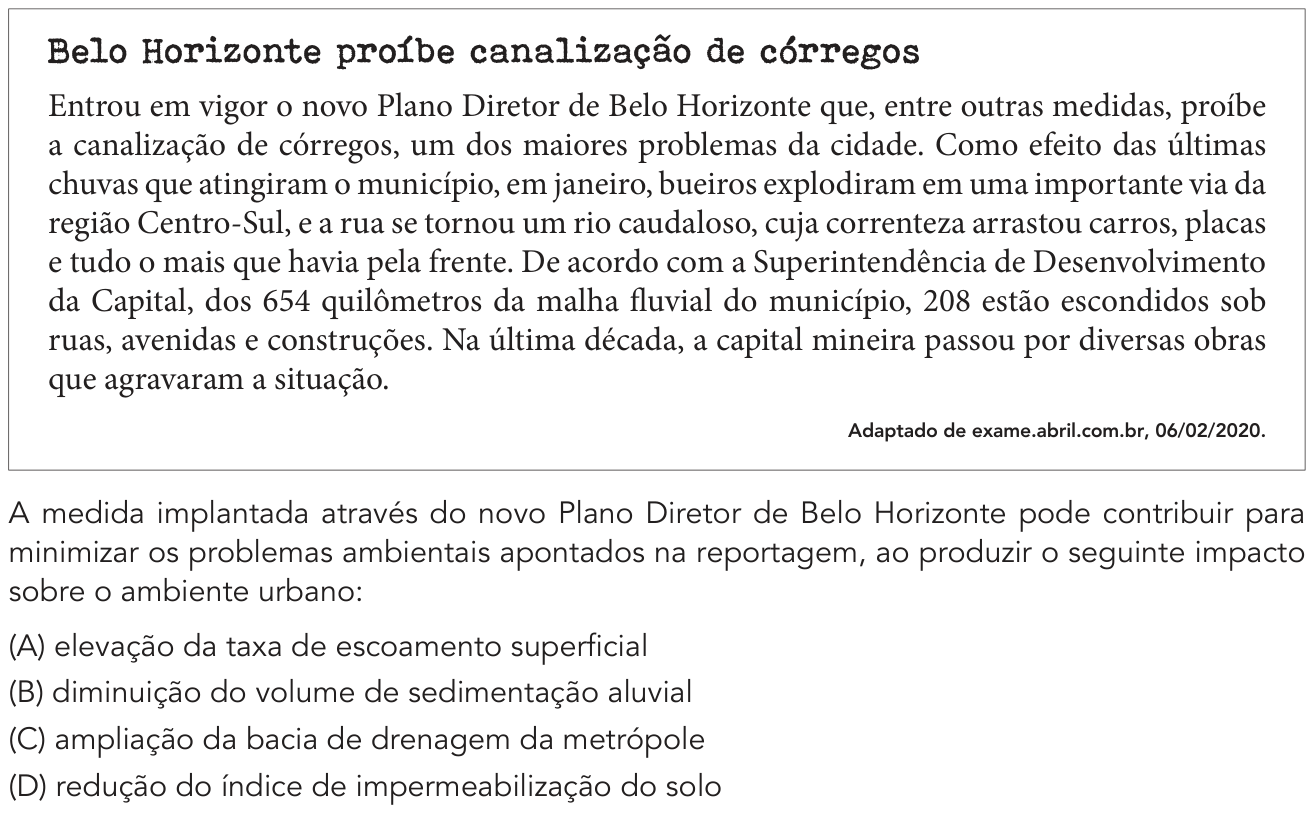 Questão 52 no caderno Exame Único da UERJ 2021