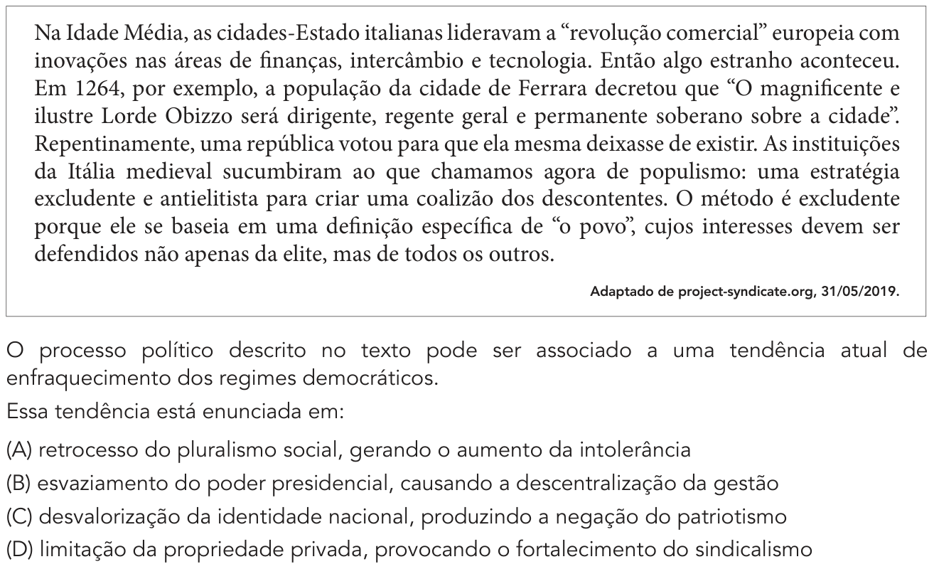 Questão 53 no caderno Exame Único da UERJ 2021